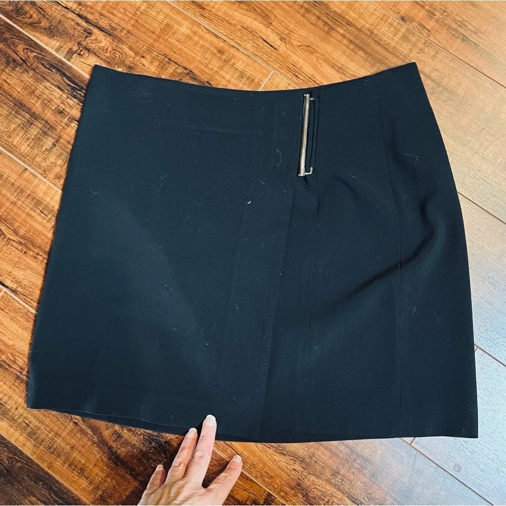 The Limited size 4 Small Stretch Black Dressy Buckle Mini Wrap Skirt